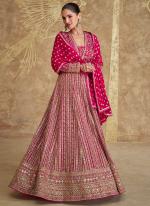 Georgette Pink Wedding Wear Embroidery Work Readymade Anarkali Suit